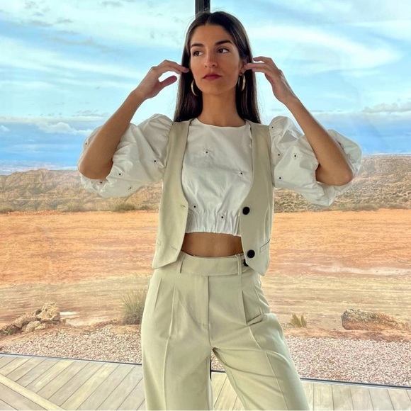 Zara Embroidered Poplin Top With Balloon Sleeves REF. 2320/019 Size XS - Picture 14 of 16